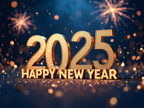 Happy New Year 2025 Banner Design, Festive Holiday Greeting Template for Celebrations
