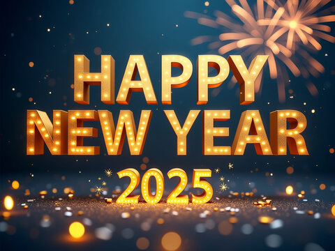 Happy New Year 2025 Banner Design, Festive Holiday Greeting Template for Celebrations