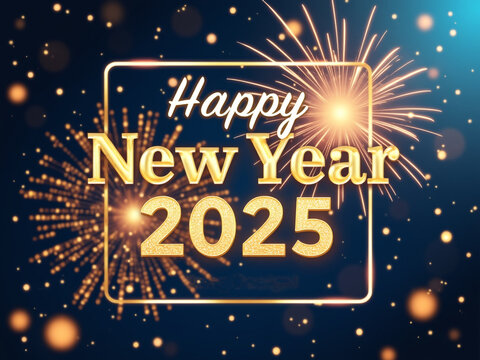 Happy New Year 2025 Banner Design, Festive Holiday Greeting Template for Celebrations