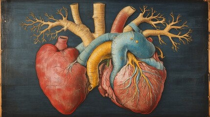 Poster - Detailed Illustration of Anatomical Hearts and Vessels