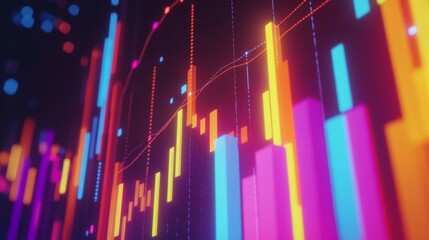 Wall Mural - Vibrant Financial Data Visualization in Neon Colors