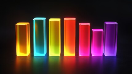 Aufkleber - Colorful Block Shapes with Soft Lighting on Black Background