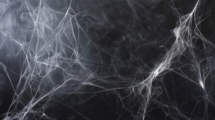 Poster - Spider web patterns on dark background, intricate and delicate textures