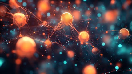 Fototapete - Colorful Abstract Representation of Cells and Networks