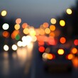 © LookChin AI - Blurred Bokeh Traffic Lights at Night with Clear Center Space for Text Overlay