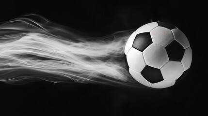 Dynamic soccer ball in motion with smoke effect