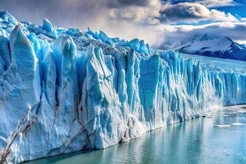 Wall Mural - Close-up view of the immense wall of ice at the edge of Perito Moreno glacier