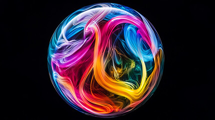 Vibrant abstract sphere with swirling colorful patterns