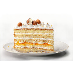 Wall Mural - Kievsky tort layered sponge cake hazelnut meringue crumbling Food and Culinary concept