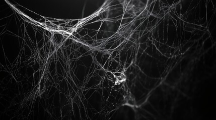 Poster - Intricate spider web patterns, delicate threads against dark background