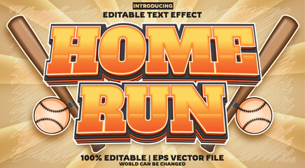 Poster - Home Run editable text effect in new modern trend style