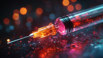 Poster - A syringe with a red liquid in it