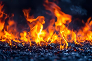 Wall Mural - Blazing Flames Over Smoldering Embers