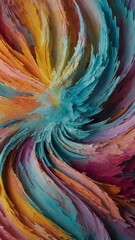 Poster - Vibrant abstract swirling pattern with shades of orange, blue, purple, and yellow