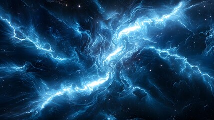 Wall Mural - Glowing tendrils of electricity extend from a celestial being connecting to the vast expanse of stars