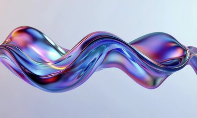 Poster - abstract background design, wavy iridescent shape, 3d render