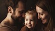© Кирилл Макаров - Elderly couple with their grandchild sitting together in a peaceful and intimate moment. Indoor portrait of family bonding with soft natural light coming through the window