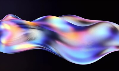 Poster - abstract background design, wavy iridescent shape, 3d render