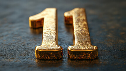 Poster - Elegant 3D Golden Number Eleven 11 on Textured Surface for Luxury Design Concepts