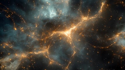 Wall Mural - Glowing electric tendrils intertwine with the stars surrounding a cosmic entity