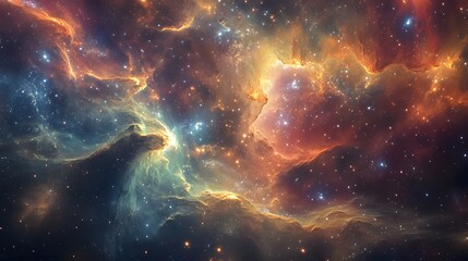 Wall Mural - Tendrils of energy flow from the figure into the boundless expanse of galaxies
