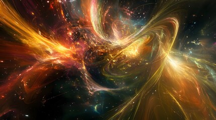 Wall Mural - Tendrils of energy flow from the figure into the boundless expanse of galaxies
