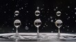 © Sinechana - 2410 70.A sequence of water droplets captured mid-fall, with high-definition clarity showing each dropâ€™s perfect spherical shape, suspended in motion with subtle reflections of light.