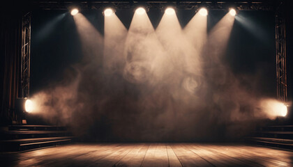 Wall Mural - smoke with spotlight on stage