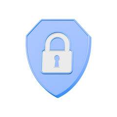 Poster - secure lock shield icon 3d blue color