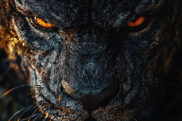 fierce predator beast with piercing eyes close-up dark portrait