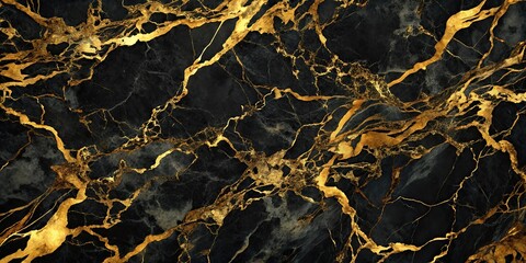 Luxurious black and gold marble background with abstract texture