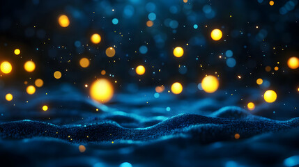 Poster - A mesmerizing display of glowing particles floating in a dark, textured background, creating a dreamy atmosphere.