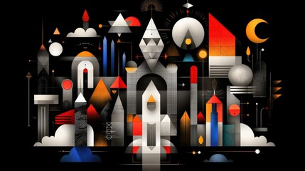 Abstract Geometric Cityscape   Urban Art Design Pattern