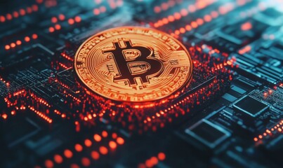 Wall Mural - digital currency transaction through blockchain networks, cryptocurrency and innovation, 3d illustra