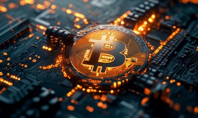 Wall Mural - digital currency transaction through blockchain networks, cryptocurrency and innovation, 3d illustra
