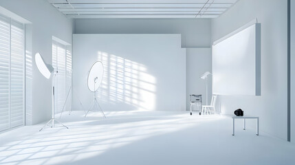 Poster - Bright, modern interior space with minimalist design and soft shadows.