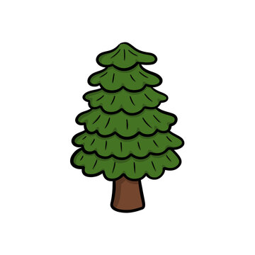 Cartoon Christmas tree with simple lines