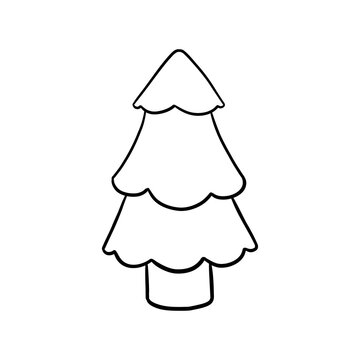 Cartoon Christmas tree with simple lines