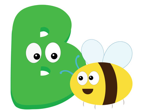 Vector Design of Alphabet 'B' with Bee Element