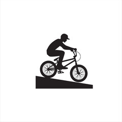 BMX bike player vector illustration for icon, symbol or logo. BMX bike player template logo. BMX player silhouette. bmx bike