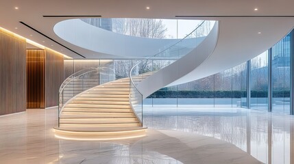 Wall Mural - Modern urban staircase with glass railings