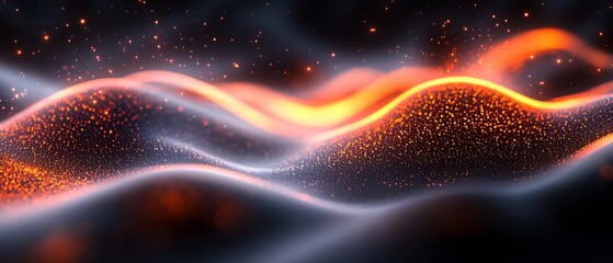 Poster - A black and orange image of a wave with fire and smoke. The image has a mood of chaos and destruction