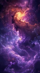 Wall Mural - Purple and orange galaxy with stars and a spiral shape