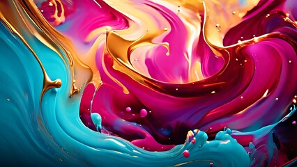 Elegant abstract fluid painting with blue, purple, pink, and gold tones for art lovers_087