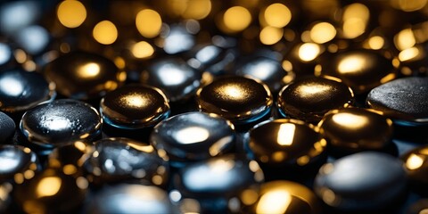 Poster - a close up of shiny gold and silver spheres