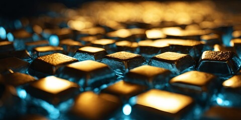 Poster - A close up of gold and blue squares