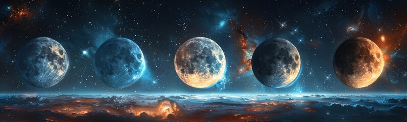 Wall Mural - Planets in the sky with a bright light