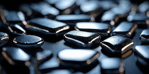 Poster - A close up of shiny black stones