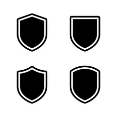 Fototapete - Shield guard, protection icon set in rounded corner. Defense, security sign symbol