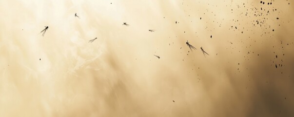 Wall Mural - a surreal scene depicting ethereal figures floating in a hazy, dreamlike environment.